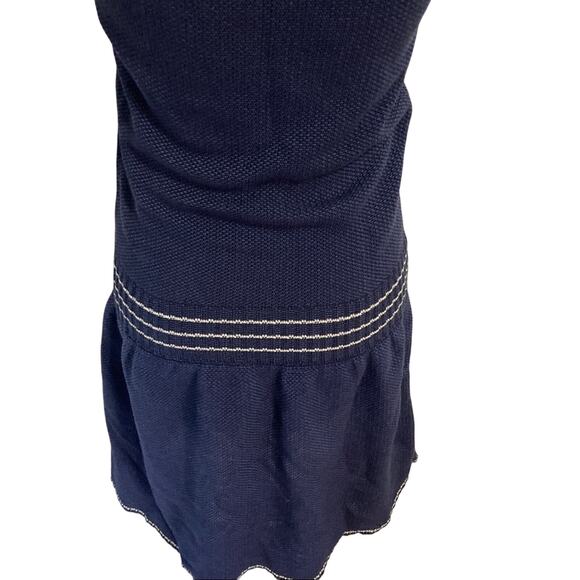 CHANEL Yachting Knit Dress Navy size FR 34 Cord Embellished Trim Drop waist - Picture 5 of 10